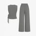 Women's Solid Color round Neck Vest And High Waisted Straight Leg Pants Two Piece Set Waist Tie Design Casual Style_ecoleips.com