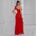 Elegant One-Shoulder Slit Evening Dress With Glitter Detail – Perfect For Parties & Special Occasions – Available In XS/S/M/L_ecoleips.com