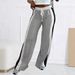 Women's High-Waisted Wide-Leg Pants | Black & White Contrast Flowy Drapery | INS Style Straight-Leg Lounge Palazzo Trousers_ecoleips.com