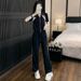 European Fashion Sports Suit For Women Summer 2025 New Casual Youthful Elegant Short Sleeve Wide Leg Pants Two-Piece Set_ecoleips.com