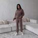Women's Clothing New Casual Sweater Suits For Women Solid Color Polar Fleece Tops And Trousers Two Piece Suit_ecoleips.com