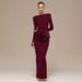 Women's Clothing Elegant Slim Fit Long Sleeved Pleated Bodycon Dress For Women Style Solid Color Autumn Winter Dress_ecoleips.com