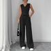 Cross-border European American Women's Fashion 2025 Spring/Summer Elegant Buttoned Sleeveless Vest And Pants Set_ecoleips.com