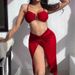Women's Clothing Beach Long Skirt Split Swimsuit Women's Three Piece Suit Solid Color Hot Girl Sexy Bikini_ecoleips.com