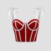European And American Hot Girls Sexy Contrast Color Straps Slim Fit Versatile Short Navel Exposed Steel Ring Fishbone Camisole 60712_ecoleips.com