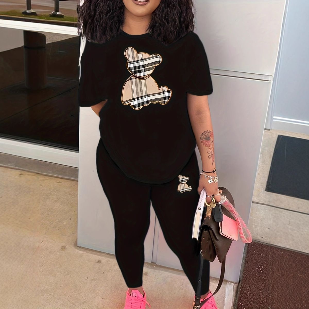 Women's Fashion Set European American Style T-Shirt Trousers Short Sleeved Clothing_ecoleips.com