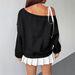 AD674 Cross-border Sports Style Off-shoulder Long-sleeve Jacket, New Autumn 2025 Model, Loose-fitting Sweet And Spicy_ecoleips.com