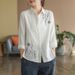 Spring New Cotton Top, Simple Literary Long-sleeved Shirt, Loose And Versatile Flower Embroidered Shirt_ecoleips.com