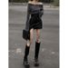 Black Design Sense For Women, Spring And Autumn New High Waist Petite Irregular Bodycon PU Leather Skirt_ecoleips.com