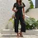 Women's casual commuting nine-point pants summer wide-leg jumpsuit women_ecoleips.com