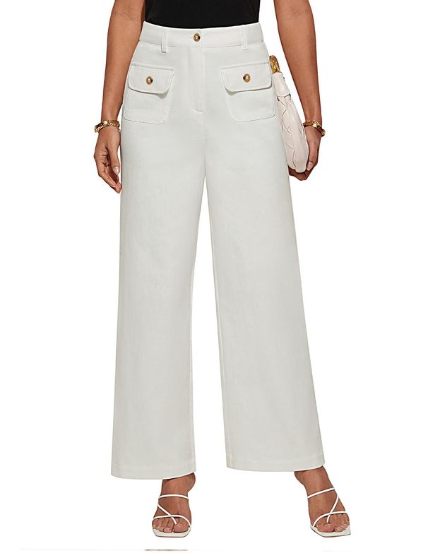 K Women's High-waisted Wide-leg Pants With Pockets_ecoleips.com