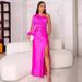 Women's Clothing Elegant Off-Shoulder Raglan Sleeve Wrap Dress With Waist Tie & High Slit - Stylish & Flattering Long Dress For Women_ecoleips.com