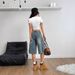 Women's Clothing Sporty Round Neck Cropped Shirt Short Sleeved Letter Badge Rabbit Print Top Street Style_ecoleips.com