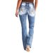 Women's Clothing New Embroidered Jeans For Women High Quality Straight Leg Slim Stretch Trousers_ecoleips.com