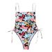 Women's Clothing Retro Floral Print One Piece Bikini Style Backless Tummy Slimming Swimwear For Women Quick-Dry Polyester, Modest Coverage_ecoleips.com