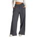 Women's Slim Waist Fashionable Wide Leg Casual Trousers Drawstring Solid Color_ecoleips.com