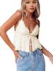 Spring/Summer Women's Sexy Camisole Vest With Drawstring Tie Regular Fit Polyester Tank Top_ecoleips.com