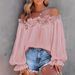 Hot-selling New Model: Elegant Casual Off-shoulder Long-sleeve Top With Ruffle Sleeves, Loose-fitting Standard Size_ecoleips.com