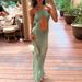 Women's Sexy Sleeveless Solid Color Long Dress Fashion Backless Slim Fit Swimsuit Elegant Halter Neck Hollow Out Cover Up Dress_ecoleips.com