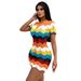 Women's Clothing New Contrast Color Polo Collar Knitted Hip Fashion Sweater Slim Dress_ecoleips.com