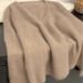 Women's Soft V-Neck Knit Sweater - Oversized Comfort Cable Knit Pullover, Cozy Loose Fit Casual Top For Autumn Winter_ecoleips.com