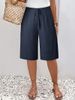 2025s Women's Casual Solid Color Knee-Length Shorts_ecoleips.com