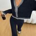 European American Cross-border Autumn Winter Color-blocking V-neck Top Set, Loose, Stylish, Elegant, And_ecoleips.com