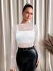 K New Small Stand Up Collar Long Sleeved Mesh Sand Transparent Rhinestone Decorative T-shirt Top For Women_ecoleips.com