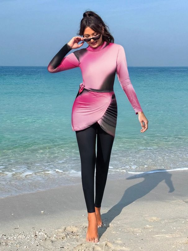 Women's Clothing Tight Long Sleeved Trousers Conservative Hot Spring Muslim Swimsuit_ecoleips.com