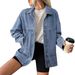 Women's Loose Fit Denim Jacket Versatile Spring Autumn Fashion Outerwear Relaxed Everyday Wear Comfortable Feshion_ecoleips.com
