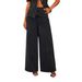 New American Solid Color Loose And Fashionable Long Sleeved Denim Suit Style Wide Leg Pants_ecoleips.com