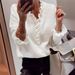 Women's Clothing Long Sleeved Ruffled V Neck Knitted Sweater_ecoleips.com