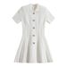 Women's Clothing Spring And Summer Fashion Anti Strip Knitted Lapel Slim Fit A Line Temperament Black Dress_ecoleips.com