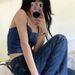 Women's Clothing Denim Suspenders With Chest Pad Vest For Women Summer New Sexy Slim Temperament Bottoming Beautiful Back Sleeveless Top_ecoleips.com