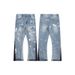 High Street Net Red Ink Splash Print Trousers Washed Jeans_ecoleips.com