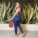 Women's Sexy Suspender Pants Jumpsuit Lace-Up Hollow Out American Fashion Skinny Pants Casual Style Polyester_ecoleips.com