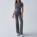 Women's Clothing Spring And Summer Temperament Solid Color Round Neck Urban Leisure Fashion Suit_ecoleips.com
