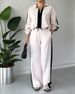 Women's Clothing Casual Fashion Colorblock Zipper Lapel Long Sleeve Top and Pants Two piece Set_ecoleips.com