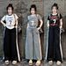 Women's Summer Fashion Two Piece Set Letter Print Color Blocking Short Sleeve Top with Side Stripe Wide Leg Pants Loose Fit_ecoleips.com