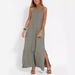2023 European And American Cross-Border Wish Independent Station Fashion Casual Cotton Linen Split Strap Dress_ecoleips.com
