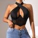 Cross-Border Hot Girl Women's Clothing Mesh Patchwork Cross Halter Underwire Fishbone Bra European And American Style_ecoleips.com