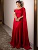 Elegant One-Shoulder Red Evening Gown Floor-Length Sophisticated Dress for Parties And Galas Women's Clothing_ecoleips.com