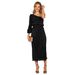 New Cross-border Women's With An Asymmetrical Design, Slanted Shoulder Sleeves, Elegant And Stylish, Pleated Waist,_ecoleips.com