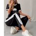 Women's Comfortable Casual Two Piece Set Short Sleeved Crew Neck Top And Loose Trousers Fashion Print 8002_ecoleips.com