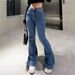 Women's Clothing High Waist Flared Jeans Women's Slim Fit Fashionable Versatile Denim Trousers_ecoleips.com