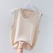 Women’s Clothing Ice Silk Camisole Vest For Women, White Bottoming Shirt, Loose Bright Silk, Fashionable Design Top For Summer_ecoleips.com