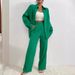 2025 Spring And Autumn Women's Solid Color Draped Loose Smooth Pleated Casual Two-Piece Set_ecoleips.com