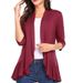 Women's Solid Color Knit Cardigan Slim Fit Open Front Cover-Up White Wine Red Navy Lightweight Polyester Blend for Spring And Fall_ecoleips.com