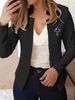 Women's Clothing Heart Print Suit Jacket Casual Elegant Fashion American Style Spring Summer Black White Long Sleeve Blazer_ecoleips.com