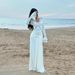 Women's Slim Fit Long Sleeved Dress with Lace Trim Flared Sleeves European Style Ribbon Bodycon Skirt_ecoleips.com